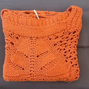 Free People Orange Knit Sweater